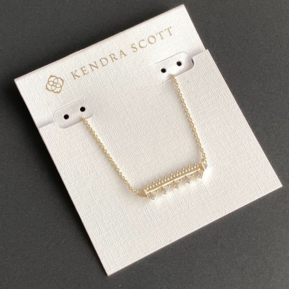 Kendra Scott Anissa Bar Pendant Necklace in Gold NWT - Picture 1 of 4